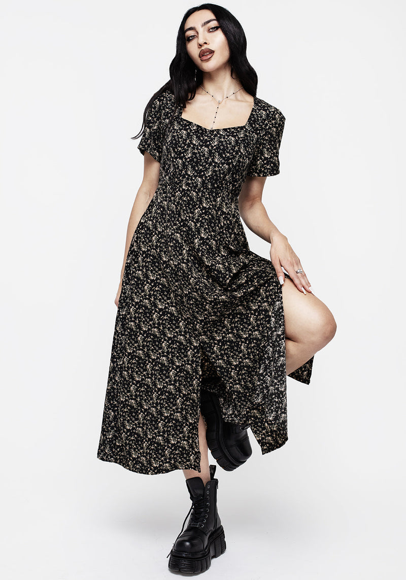 Gardenia Druck Geteilt Midaxi-Kleid Kleid
