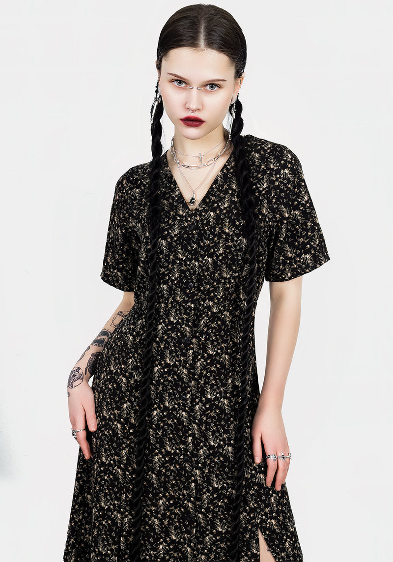 Gardenia Druck Knopf Runter Midaxi-Kleid Kleid