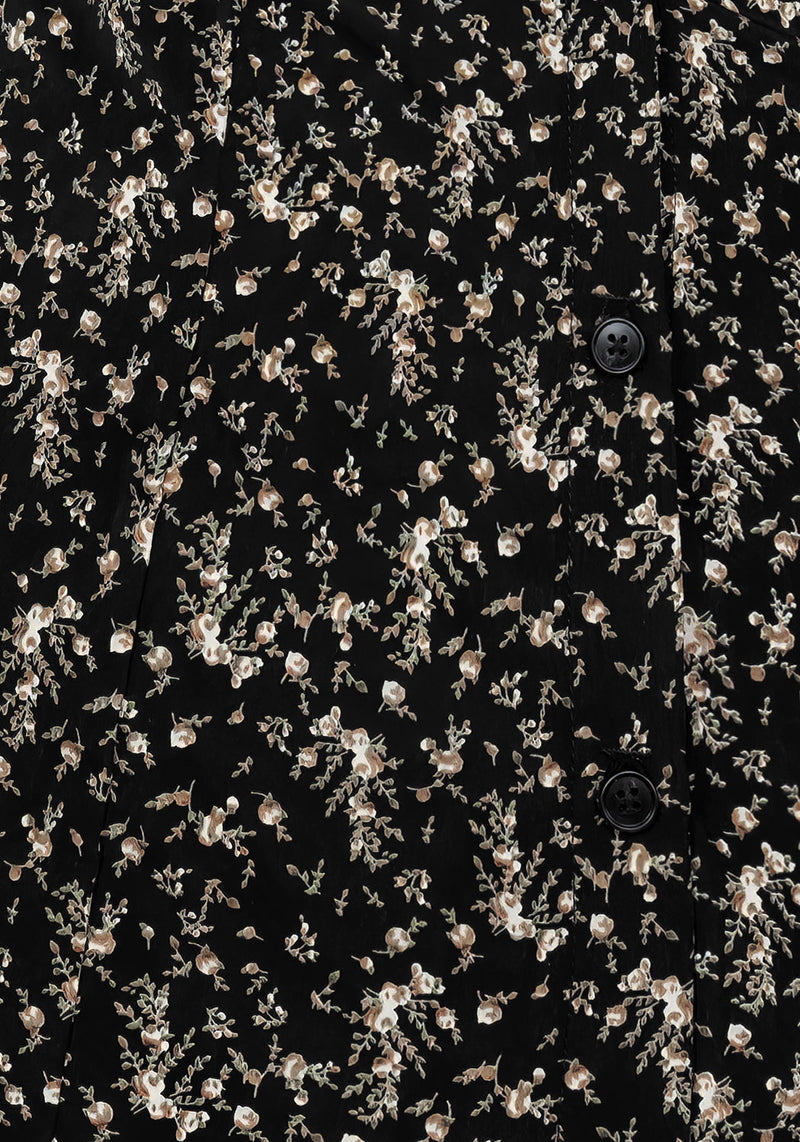 Gardenia Druck Knopf Runter Midaxi-Kleid Kleid