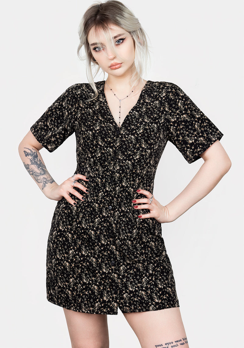 Gardenia Druck Knopf Runter Mini Kleid