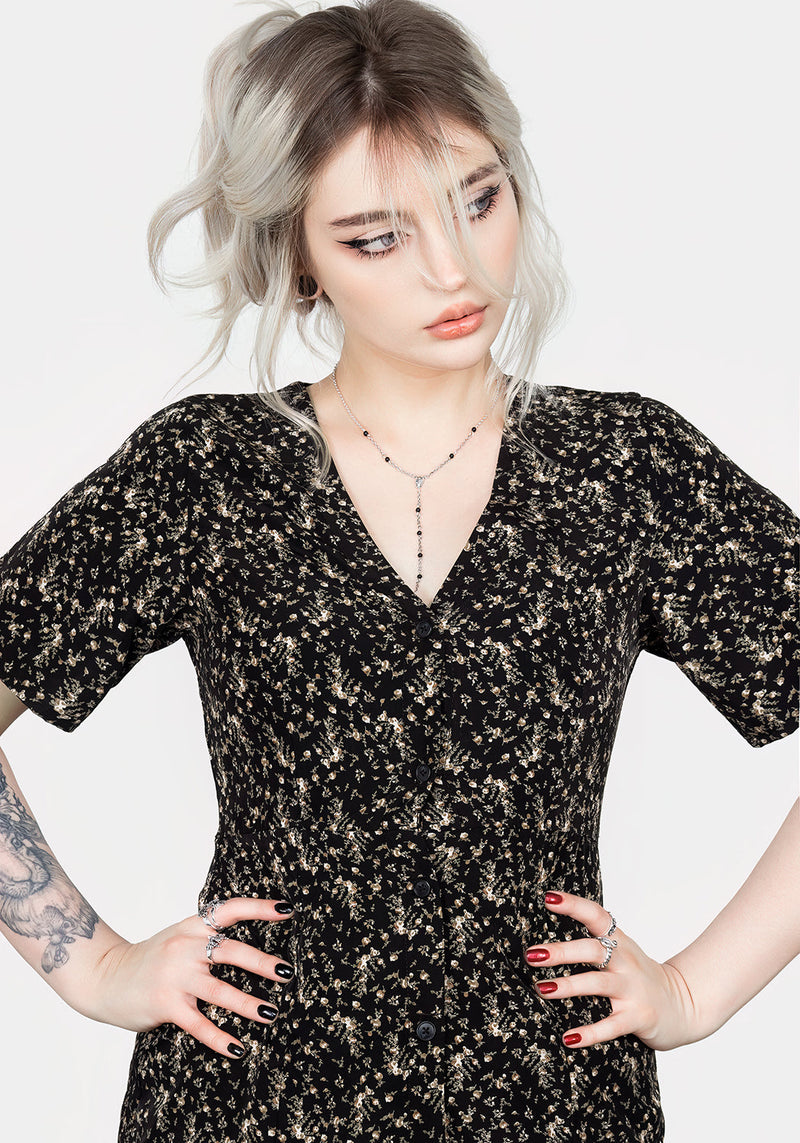 Gardenia Druck Knopf Runter Mini Kleid