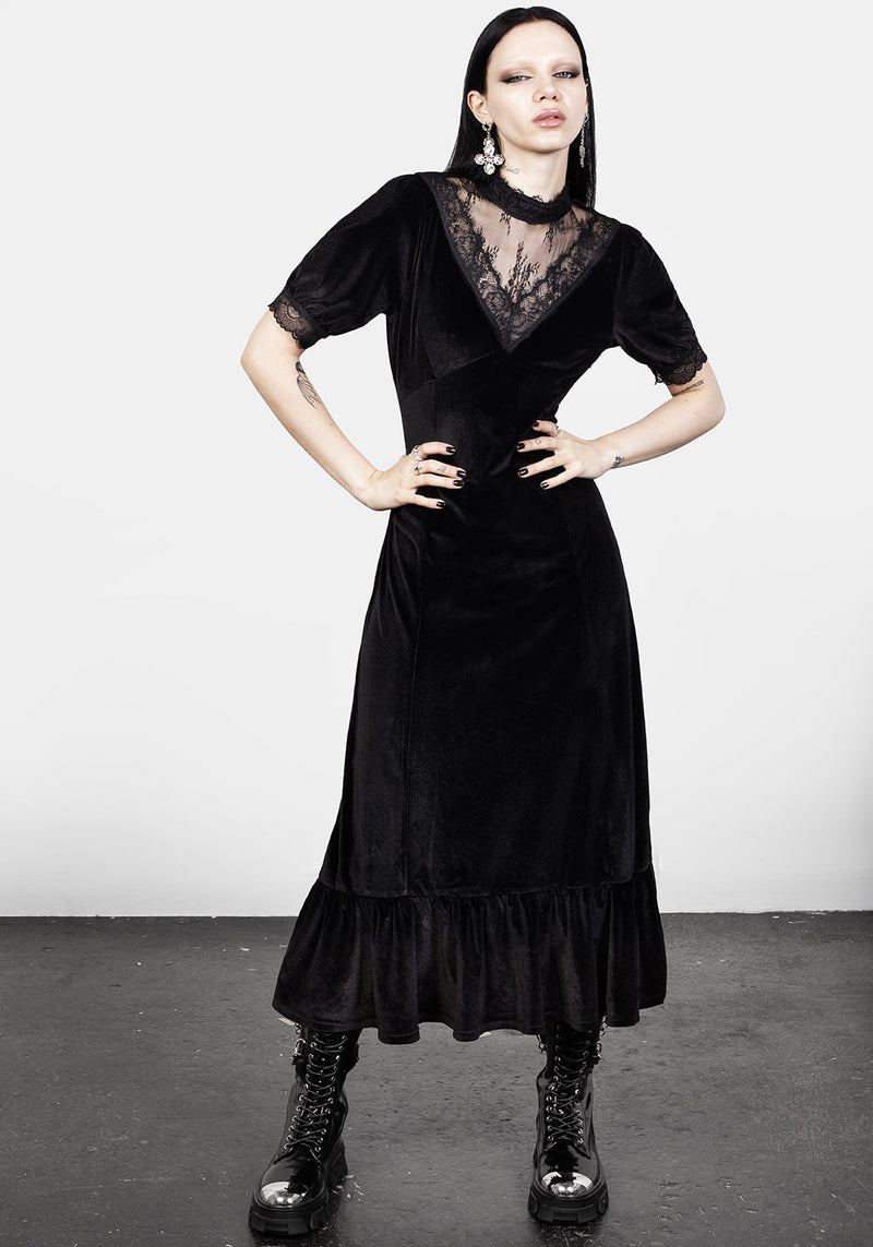Sorrow Velours Spitze Detail Midaxi-Kleid Kleid