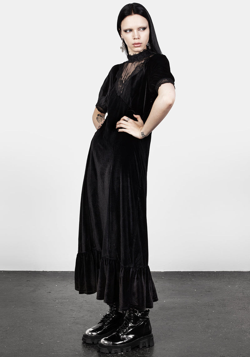 Sorrow Velours Spitze Detail Midaxi-Kleid Kleid