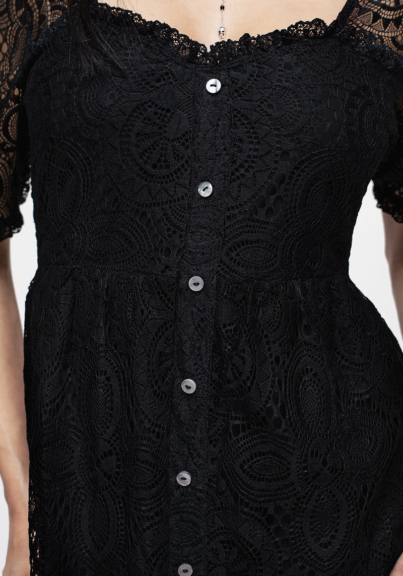 Demise Crochet Spitze Midi Kleid