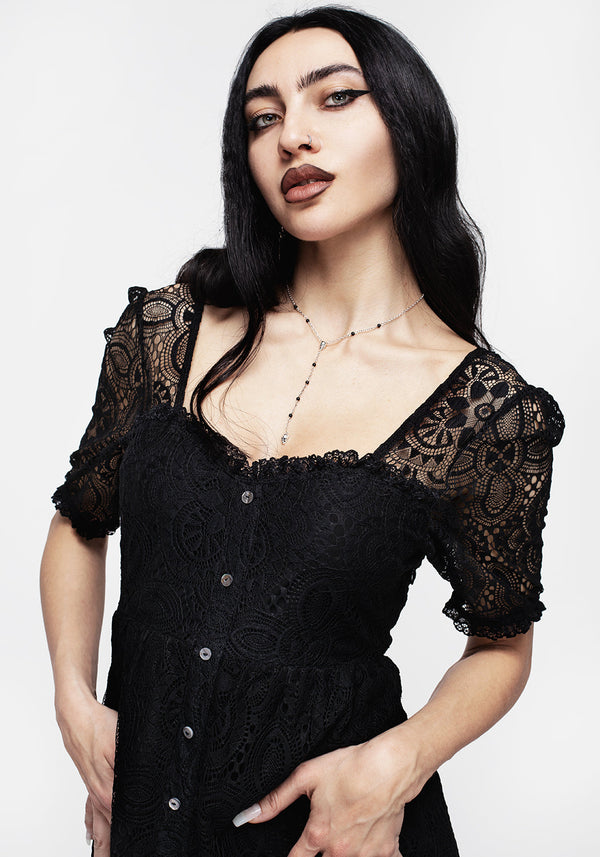 Demise Crochet Spitze Midi Kleid