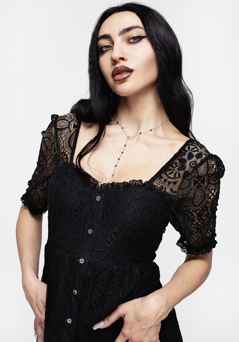 Demise Crochet Spitze Midi Kleid
