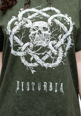 Calavera Grün Säure Waschen Unisex Abgenutzt T-Shirt