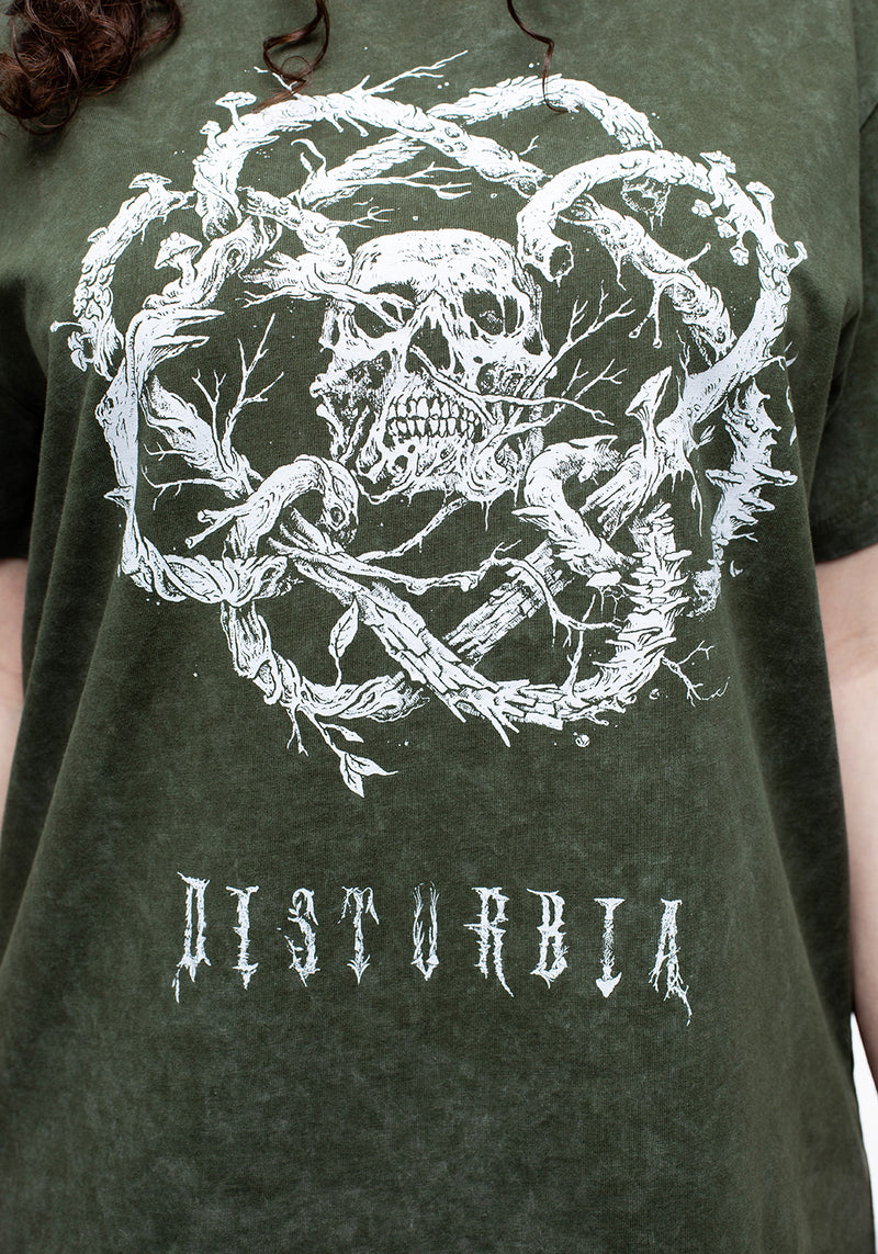 Calavera Grün Säure Waschen Unisex Abgenutzt T-Shirt