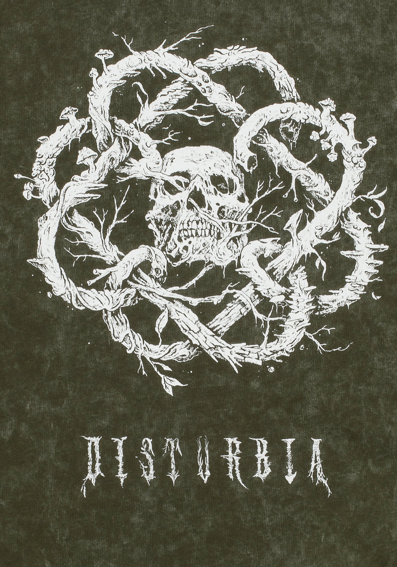 Calavera Grün Säure Waschen Unisex Abgenutzt T-Shirt