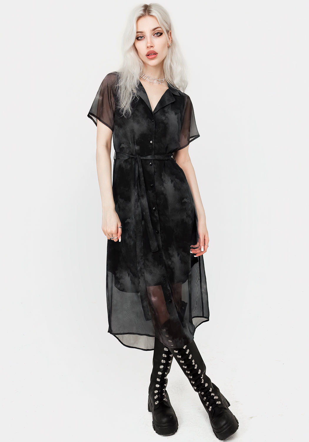 Tempest Midi Krawatte Taille Hemd Kleid