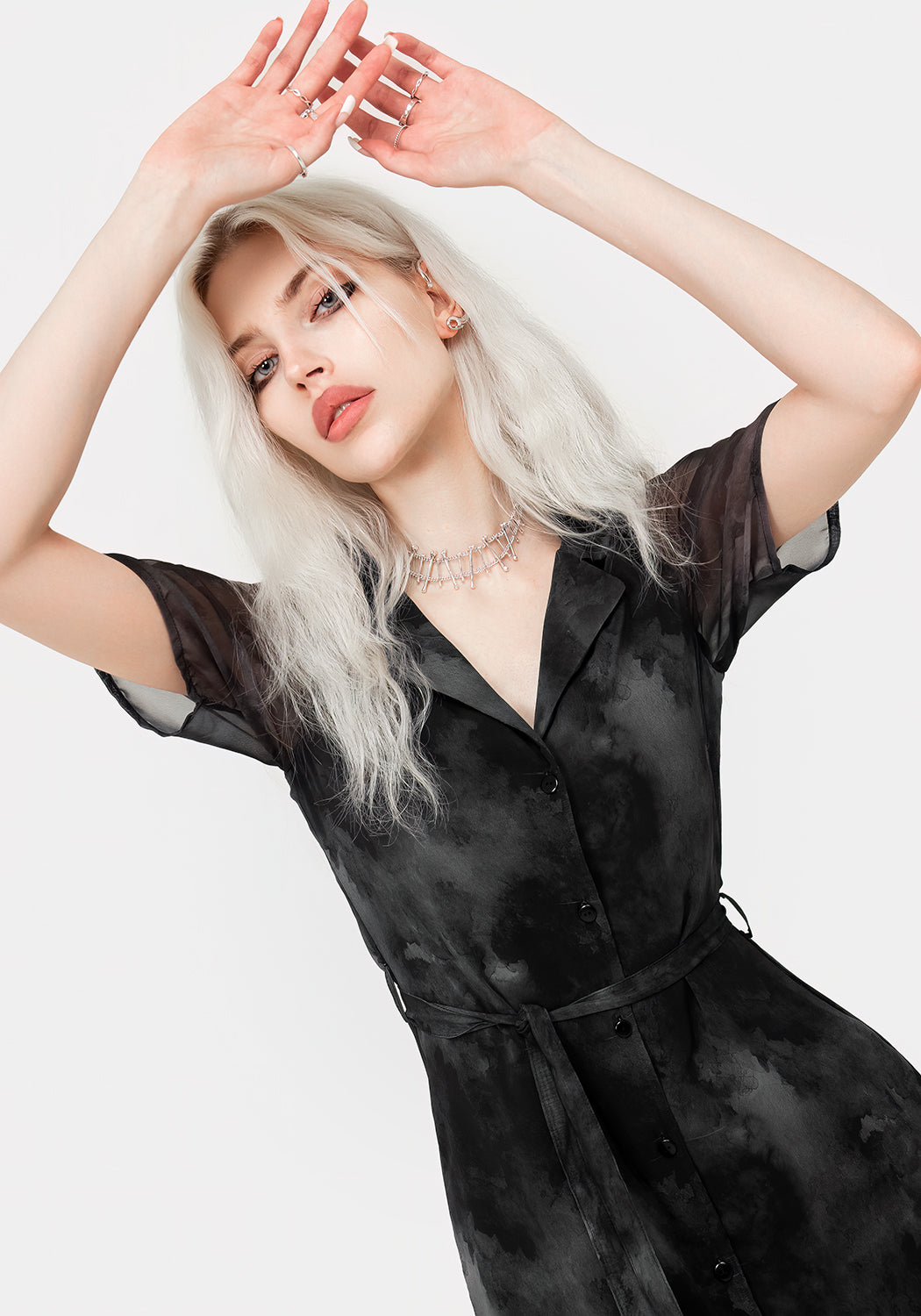 Tempest Midi Krawatte Taille Hemd Kleid