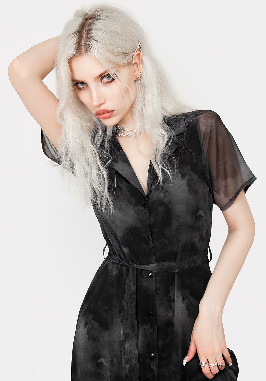 Tempest Midi Krawatte Taille Hemd Kleid