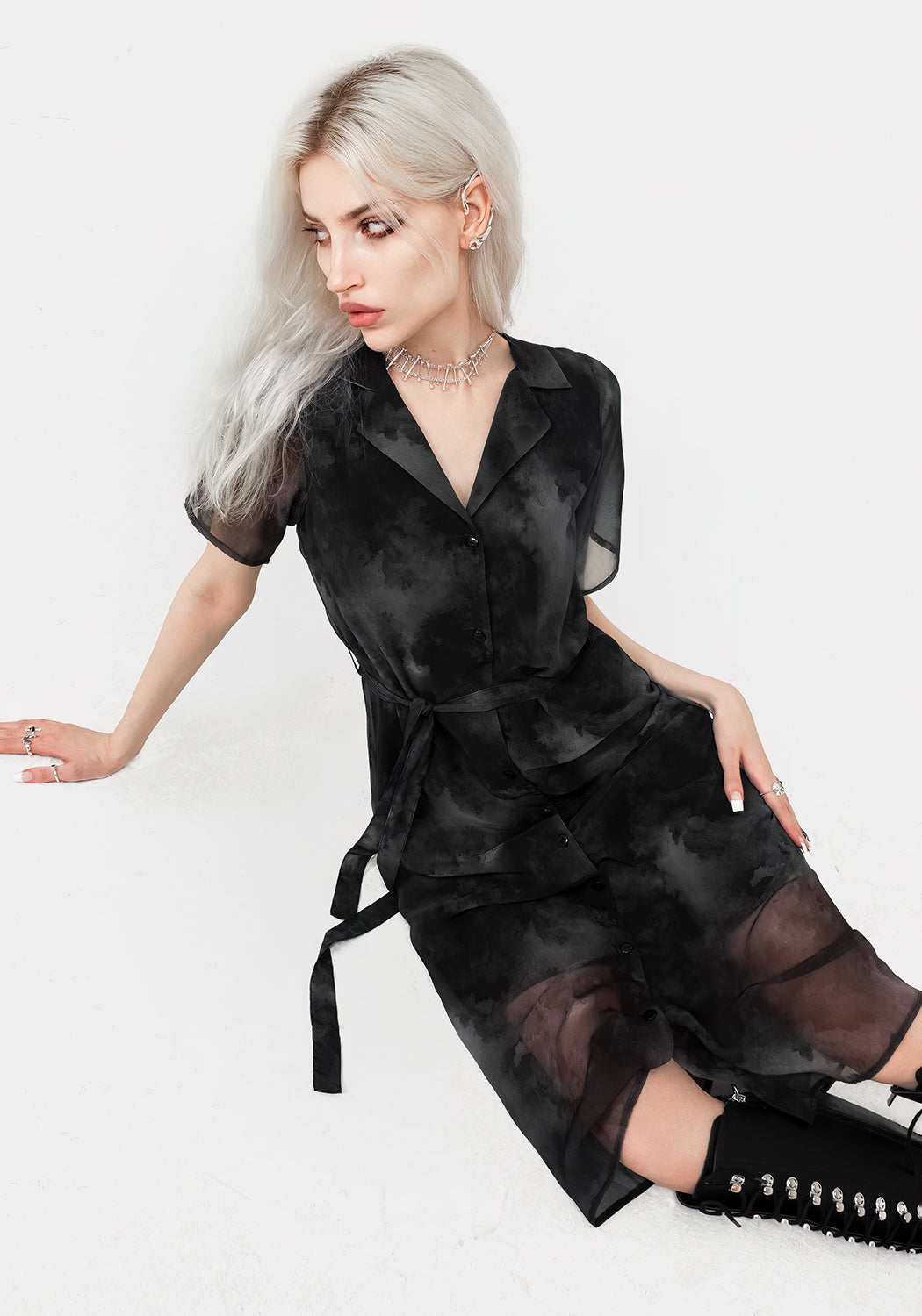 Tempest Midi Krawatte Taille Hemd Kleid