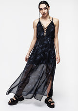 Bracken Transparent Chiffon Strappy Maxi Kleid