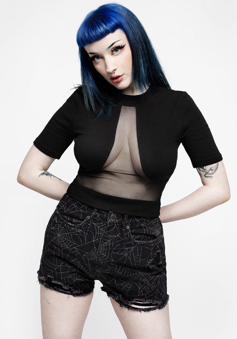 Rampage Mesh Insert High Neck Top