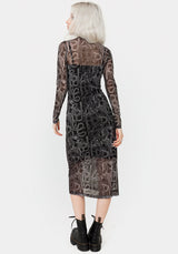 Serpente Druck Mesh Körperbetont Midi Kleid