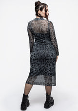 Serpente Druck Mesh Körperbetont Midi Kleid