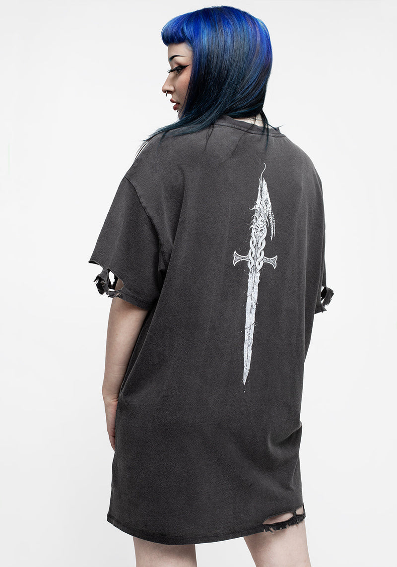 Kilgharrah Unisex Abgenutzt Säure Washed T-Shirt Kleid