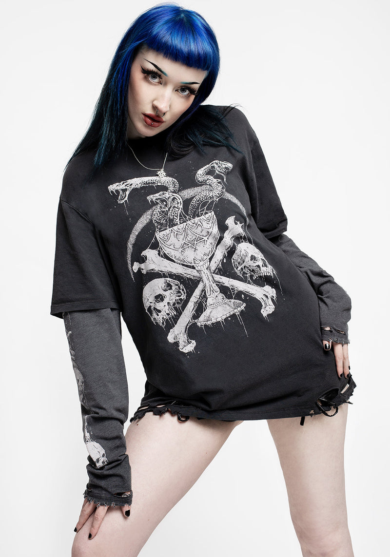 Temptation Schlangen Unisex Gelagert Abgenutzt Lang Ärmel T-Shirt