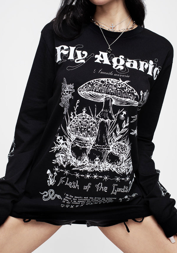 Fly Agaric Lang Ärmel Cuffed Unisex T-Shirt
