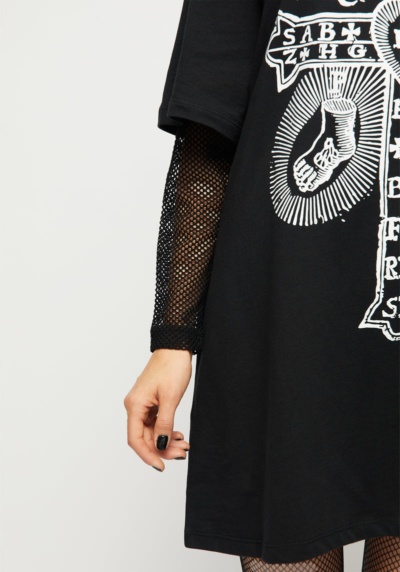 Stigmata Gelagert Netzstrumpf Ärmel T-Shirt Kleid