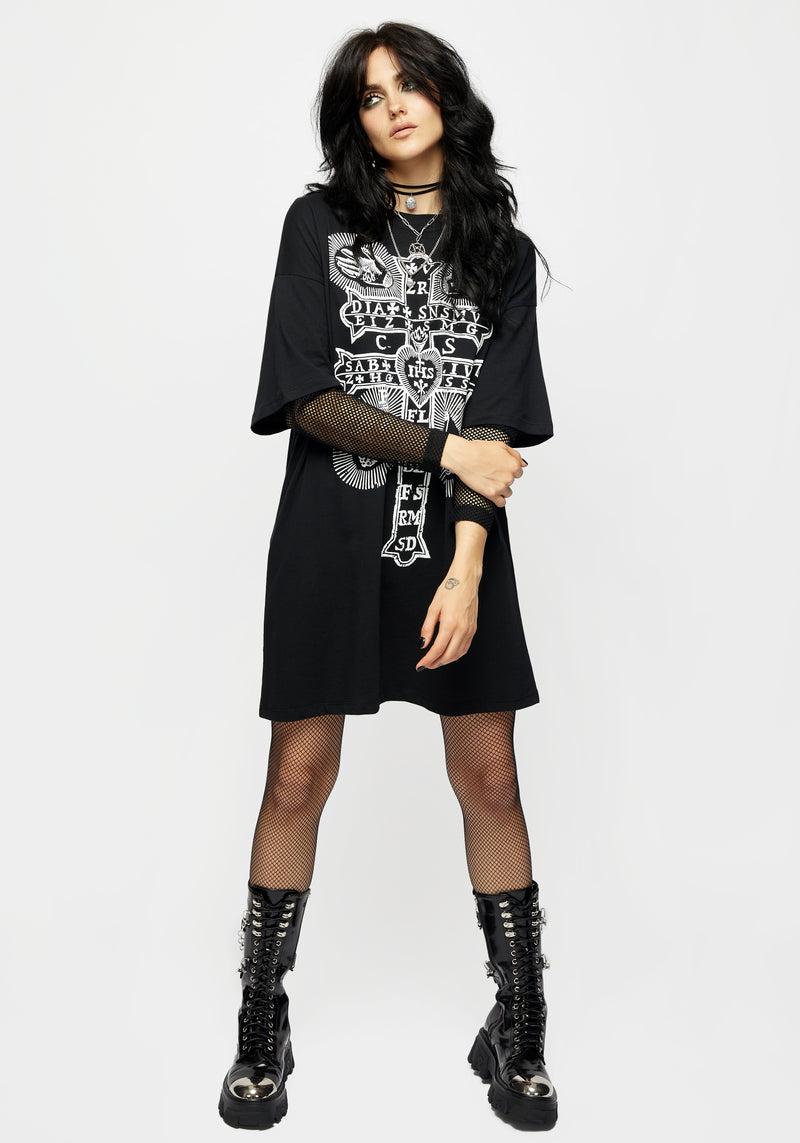 Stigmata Gelagert Netzstrumpf Ärmel T-Shirt Kleid