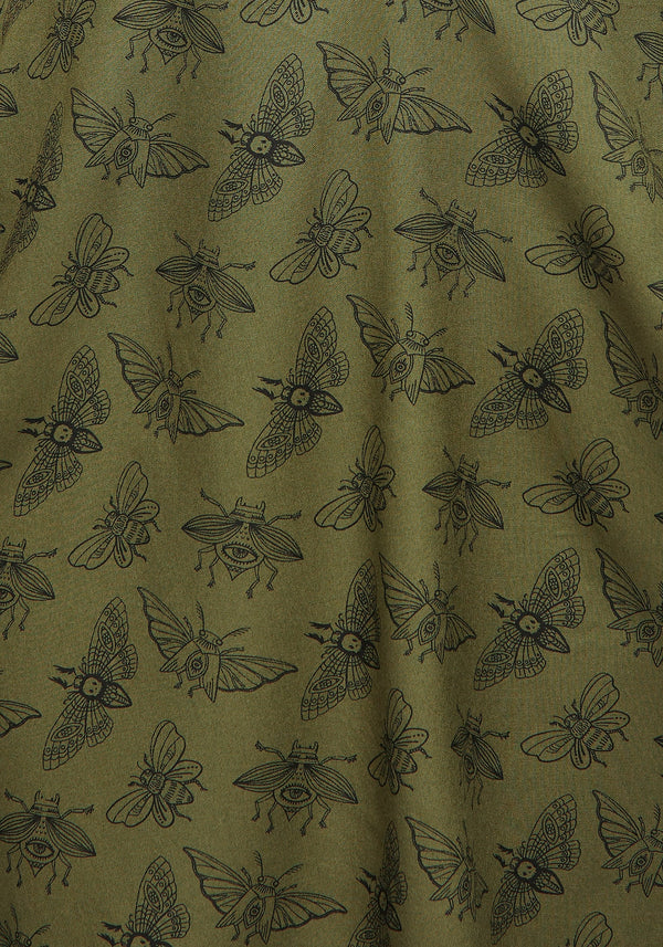 Mortmoth Print Mini Shirt Dress - Green