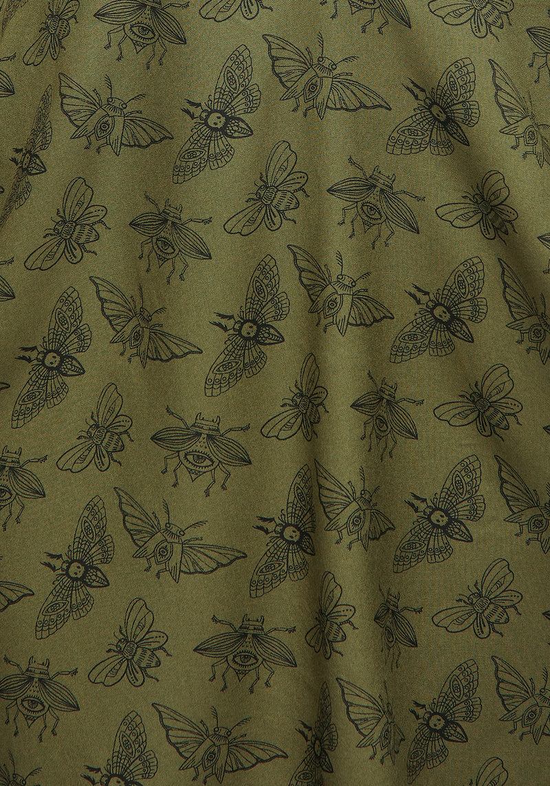 Mortmoth Druck Mini Hemd Kleid - Grün
