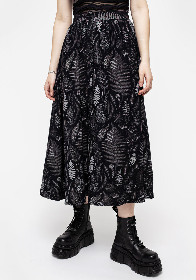 Maidenhair Knopf Hoch Midi Rock