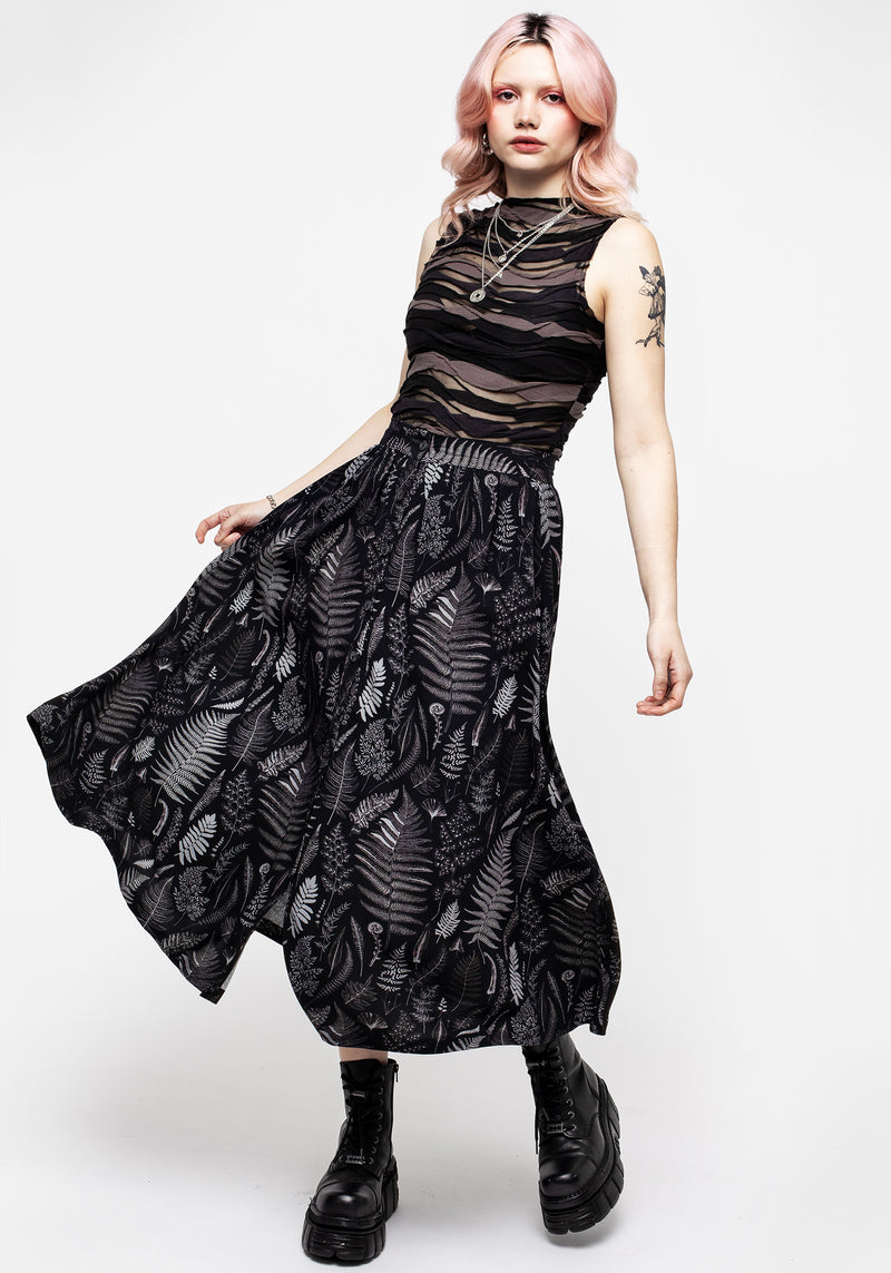 Maidenhair Knopf Hoch Midi Rock