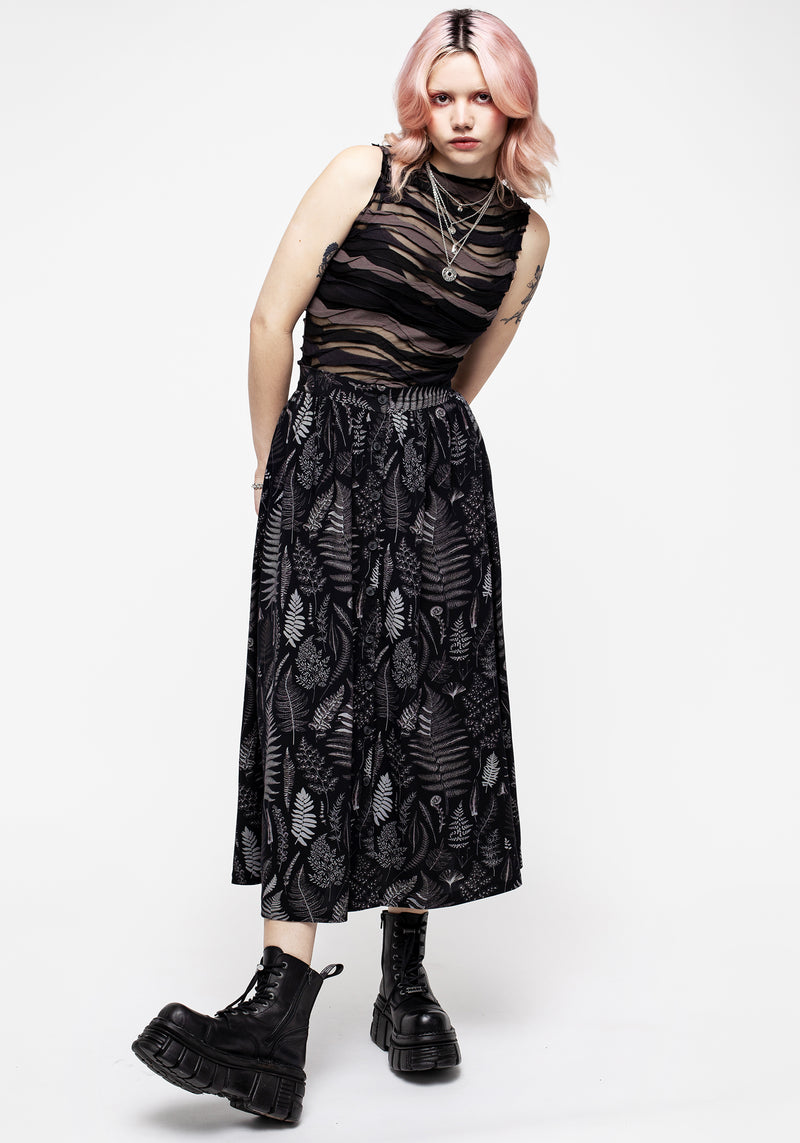 Maidenhair Knopf Hoch Midi Rock