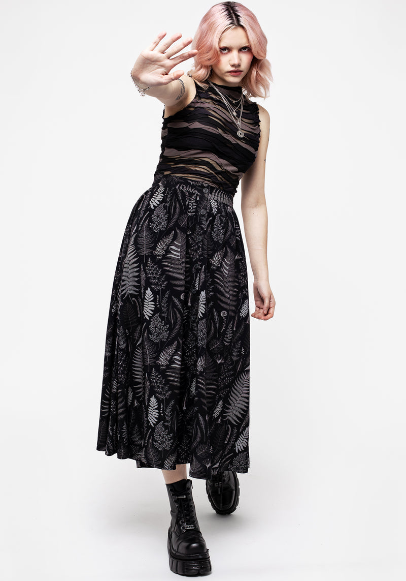 Maidenhair Knopf Hoch Midi Rock