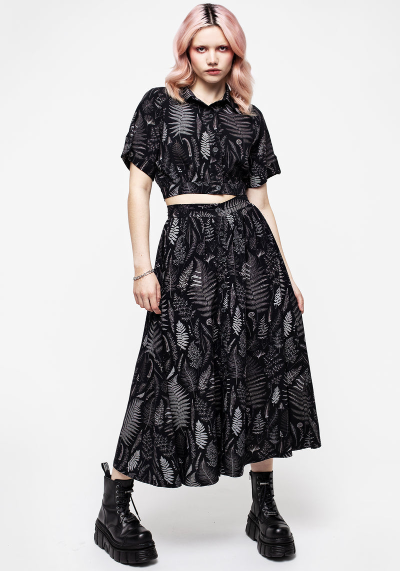 Maidenhair Knopf Hoch Midi Rock