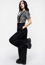 Realm Weit Bein Hosenträger Hose - Mitternacht Schwarz