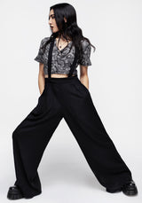 Realm Weit Bein Hosenträger Hose - Mitternacht Schwarz