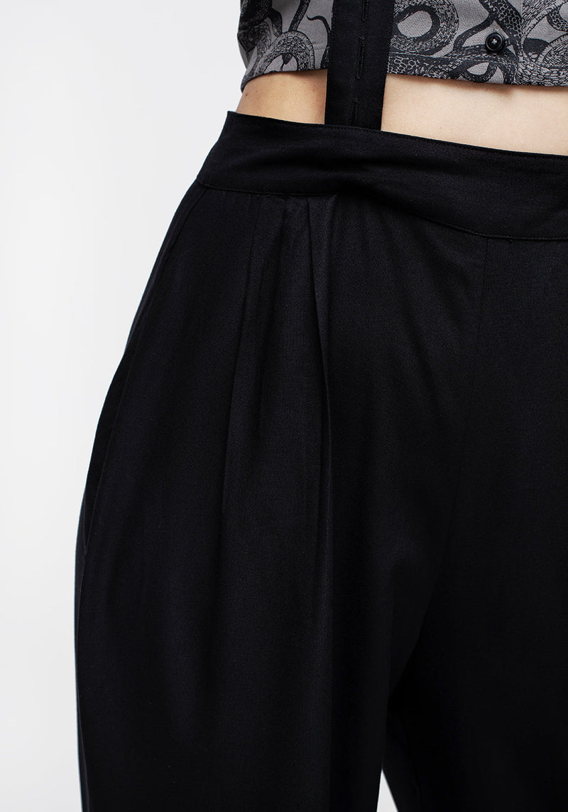 Realm Weit Bein Hosenträger Hose - Mitternacht Schwarz