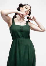 Basilisk Grün Leinen Mischung Midaxi-Kleid Kleid
