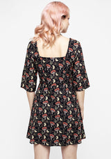 Dreamfast Pilz Mond Druck Mini Kleid