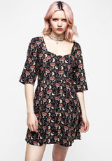 Dreamfast Pilz Mond Druck Mini Kleid