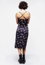 Medeina Druck Cowl Hals Satin Midi Slip Kleid