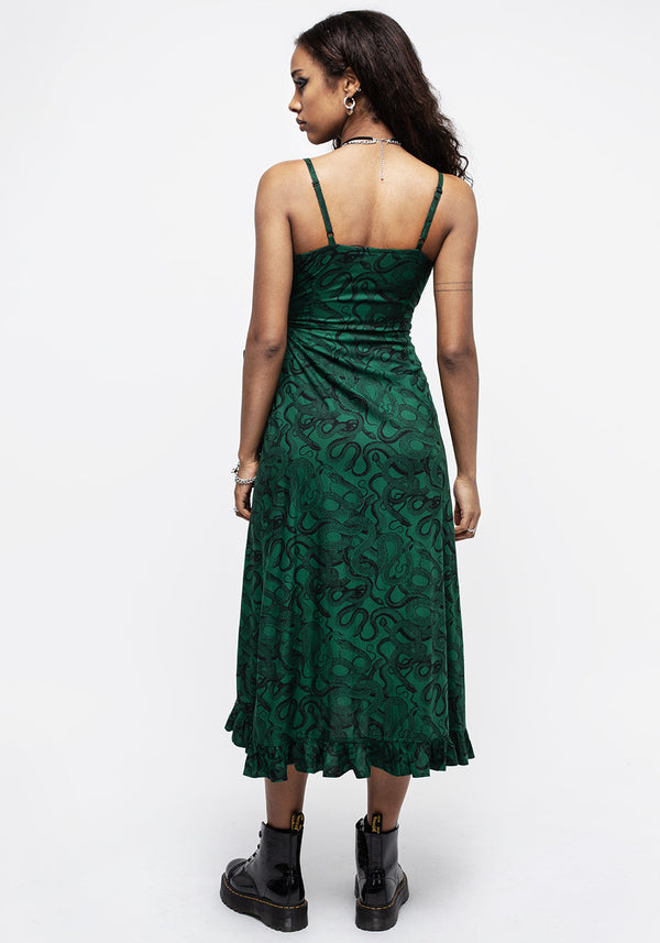 Ophidia Schlange Druck Cami Midaxi-Kleid Wickel Kleid -
