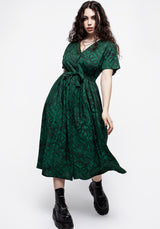 Ophidia Schlange Druck Knopf Hoch Midi Kleid -