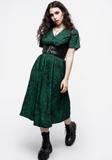 Ophidia Schlange Druck Knopf Hoch Midi Kleid -