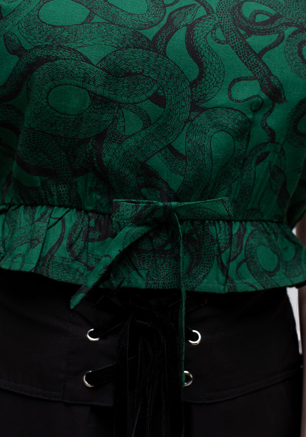 Ophidia Schlange Druck Krawatte Detail Kurz Top -