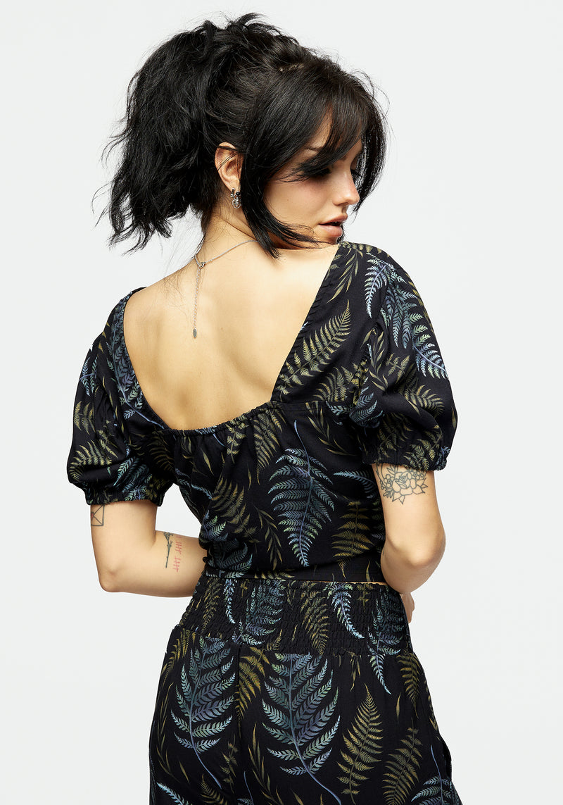Frond Druck Kurz Top