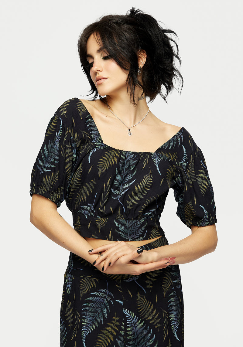 Frond Druck Kurz Top