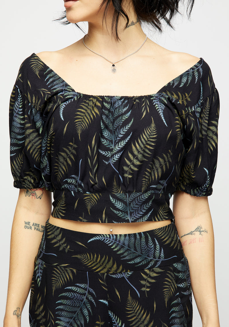 Frond Druck Kurz Top