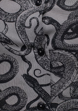 Ophidia Schlangen Druck Knopf Runter Kurz Top - Grau