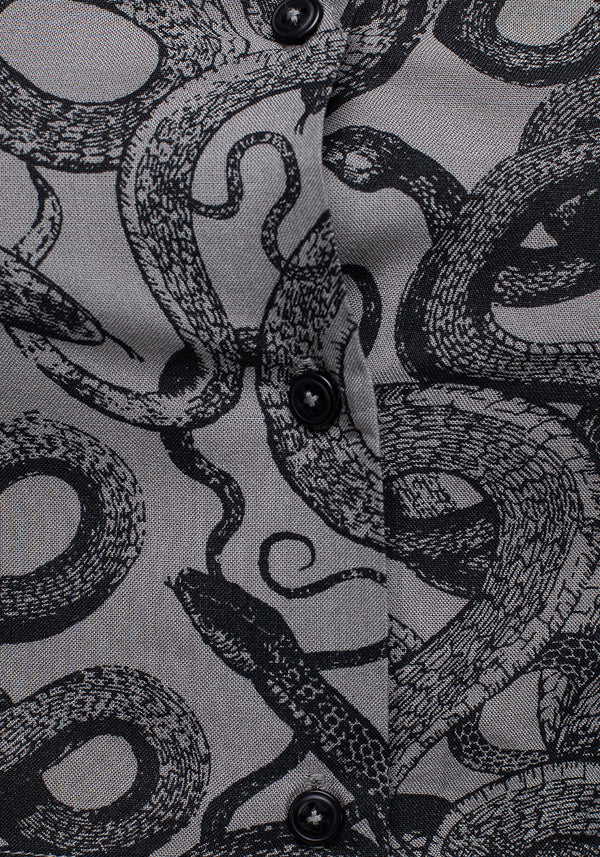 Ophidia Schlangen Druck Knopf Runter Kurz Top - Grau