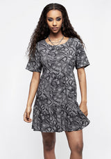 Ophidia Schlangen Druck Mini Rüsche Kleid Grau